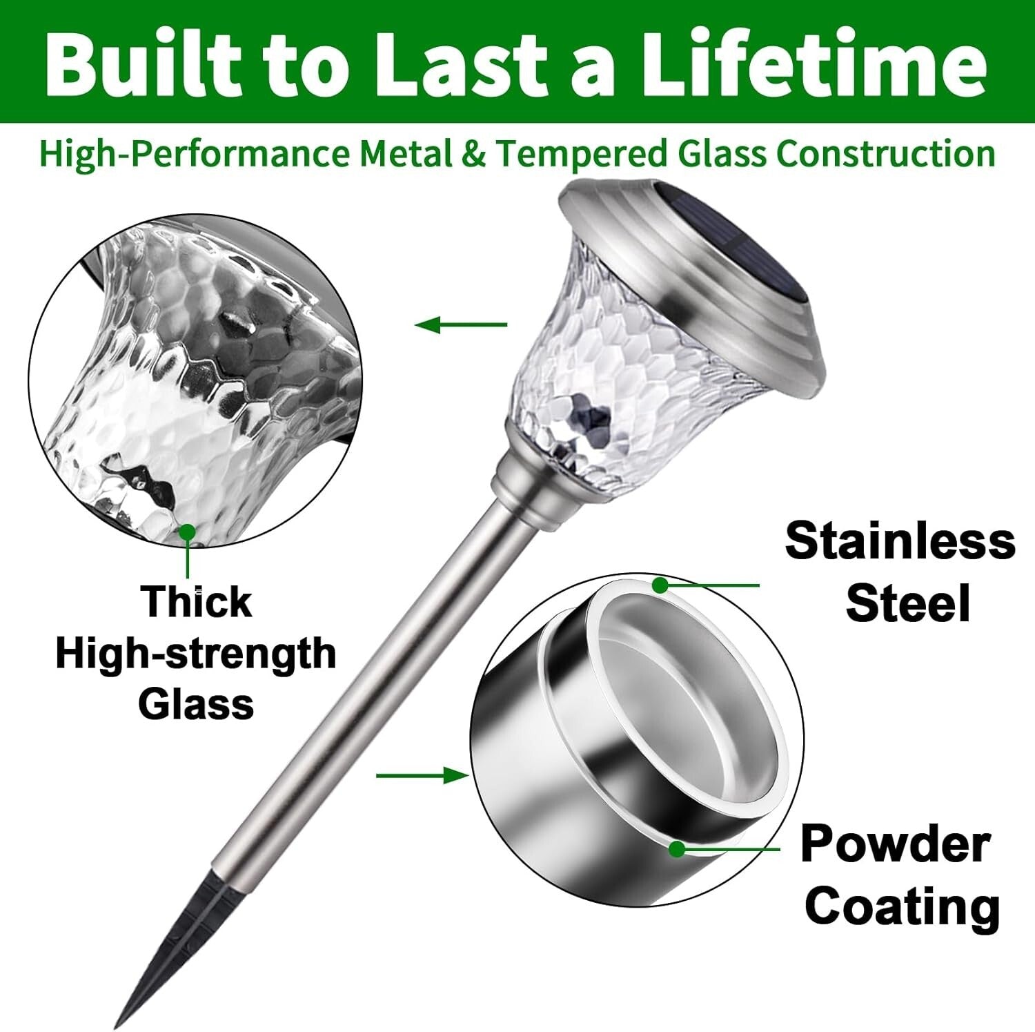 Elegant Solar-Powered Outdoor Lights for Garden Path - 8 Pack Stainless Steel