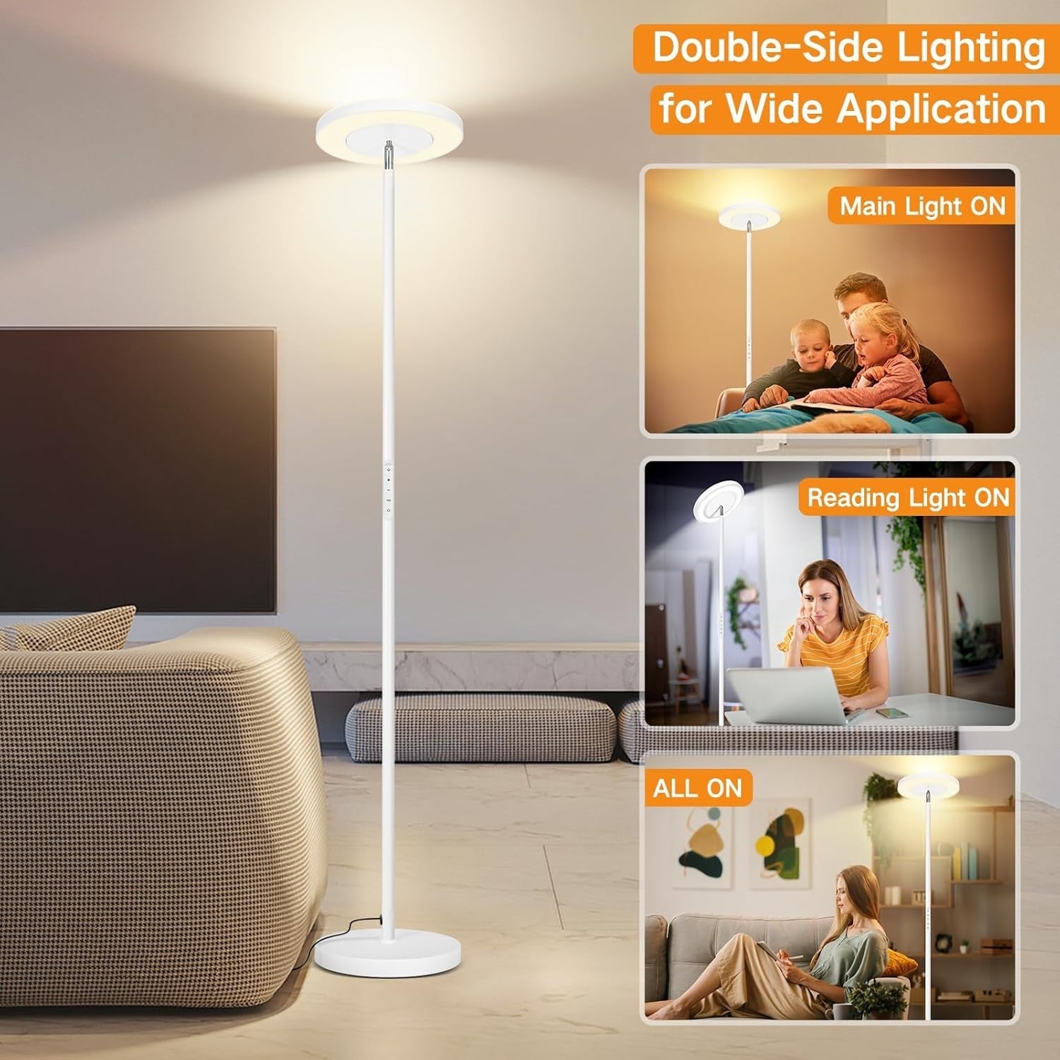 Elegant Dimmable Floor Lamp with Remote & Touch Control, 1-Hour Timer Feature