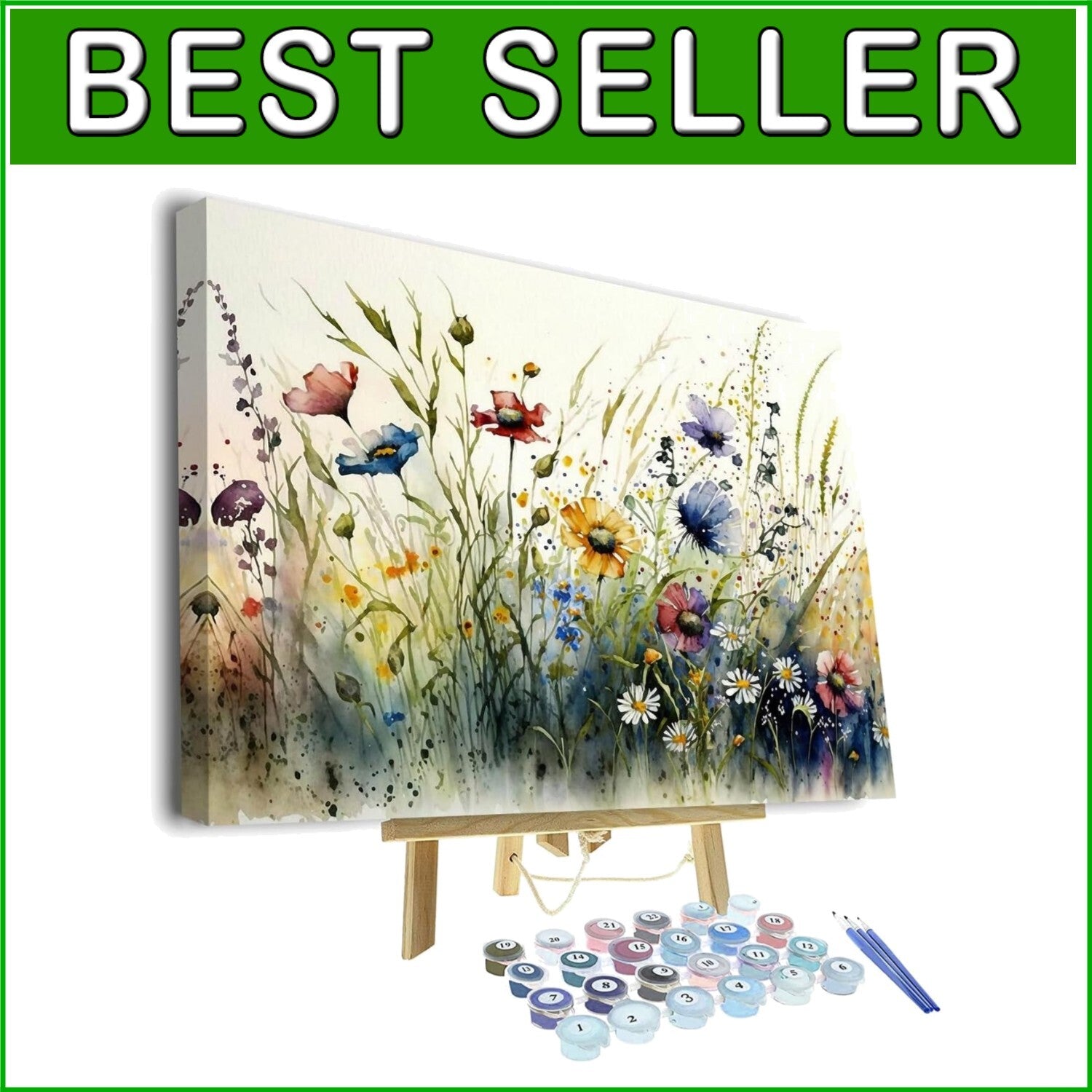Artistic Floral Acrylic Paint by Number Kit - Perfect 16x20 Framed Gift