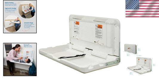 Horizontal Wall-Mounted Diaper Changing Station - Safe & Stylish White Granite