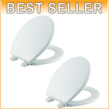 Load image into Gallery viewer, Heavy Duty White Round Toilet Seats - 2-Pack, Non-Slip, Easy DIY Installation