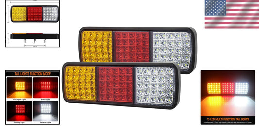 Durable 75 LED Tail Light Bar - Easy Installation, Waterproof for Trucks & Boats