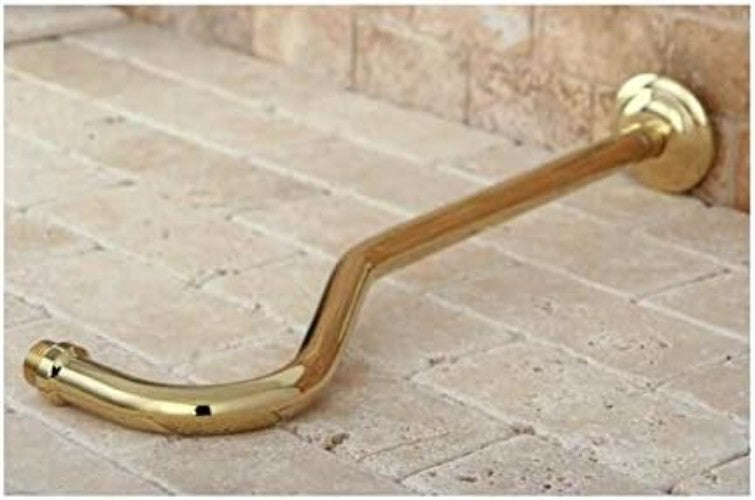 17-Inch Wall-Mounted Brass Shower Arm with Polished Finish - Easy Installation