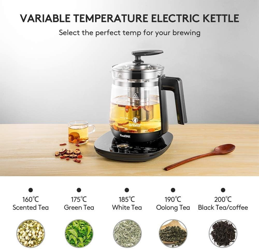 Electric Tea Kettle with Precise Temperature Control & Easy-Pour Spout | Black
