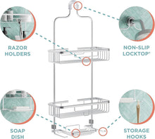 Load image into Gallery viewer, Rustproof Aluminum Shower Caddy - 2-Shelf Overhead Organizer in Satin Chrome