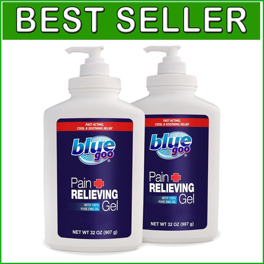 2-Pack 32 oz Emu Oil Pain Relief Gel - Cooling & Soothing Formula for Sprains