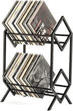 Load image into Gallery viewer, Stylish 2-Tier Vinyl Record Storage Rack for 200 Albums - Matte Black Finish