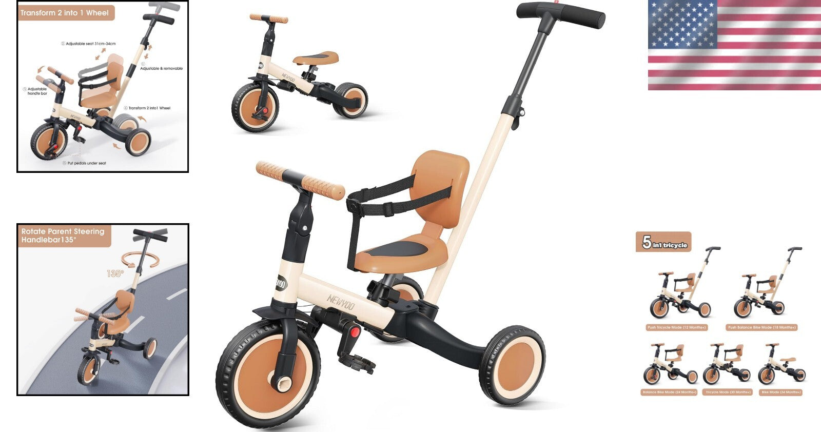 Multifunctional Toddler Tricycle & Balance Bike - Ideal Birthday Gift for Kids
