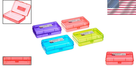 Organize with 24 Assorted Snap-Close Plastic Pencil Boxes – Perfect for Students