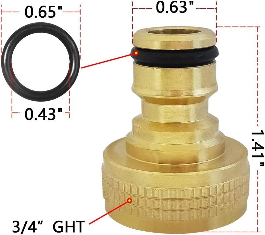 Durable 3/4 Inch GHT Quick Connect Hose Adapters - 8 Solid Brass Connectors