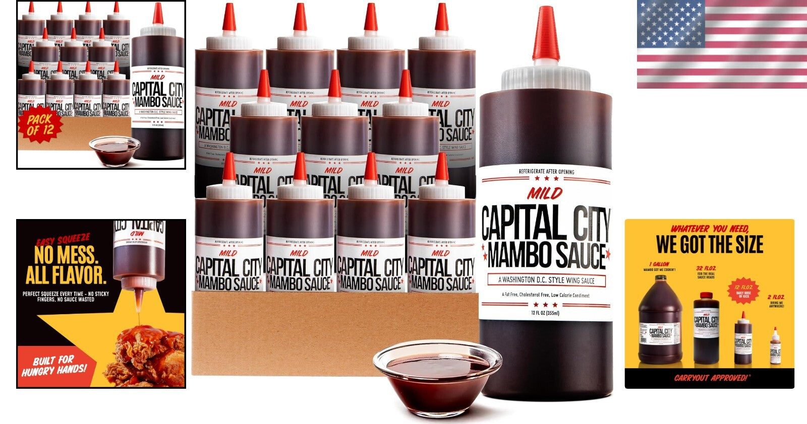 Versatile Mild Mambo Sauce, 12 Pack - Bold DC Flavor for Dipping and Drizzling