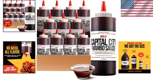 Versatile Mild Mambo Sauce, 12 Pack - Bold DC Flavor for Dipping and Drizzling