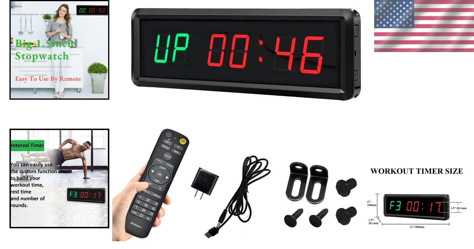 Customizable LED Workout Timer with Remote - Perfect for HIIT & Fitness Training