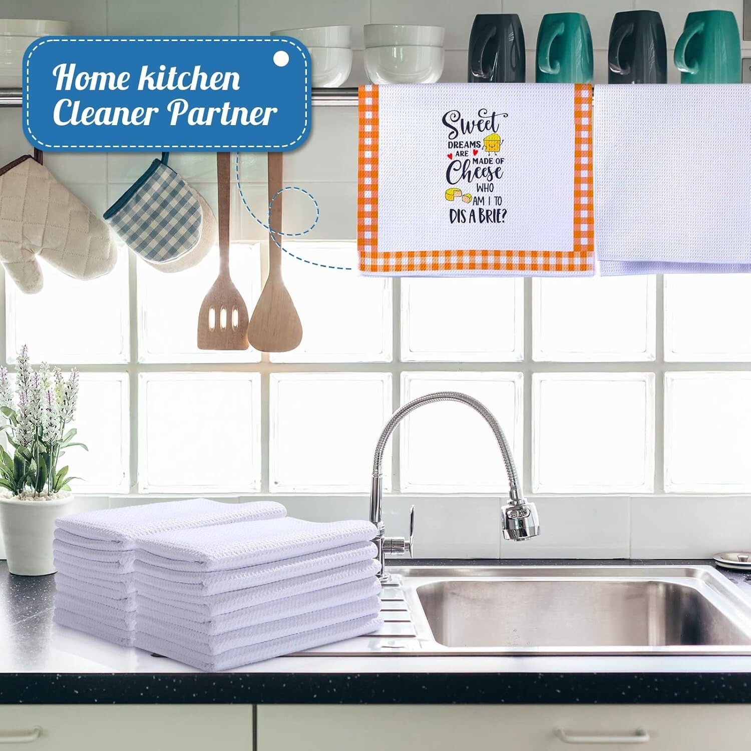 Fast-Drying Absorbent Microfiber Waffle Weave Tea Towels - Personalize with Love