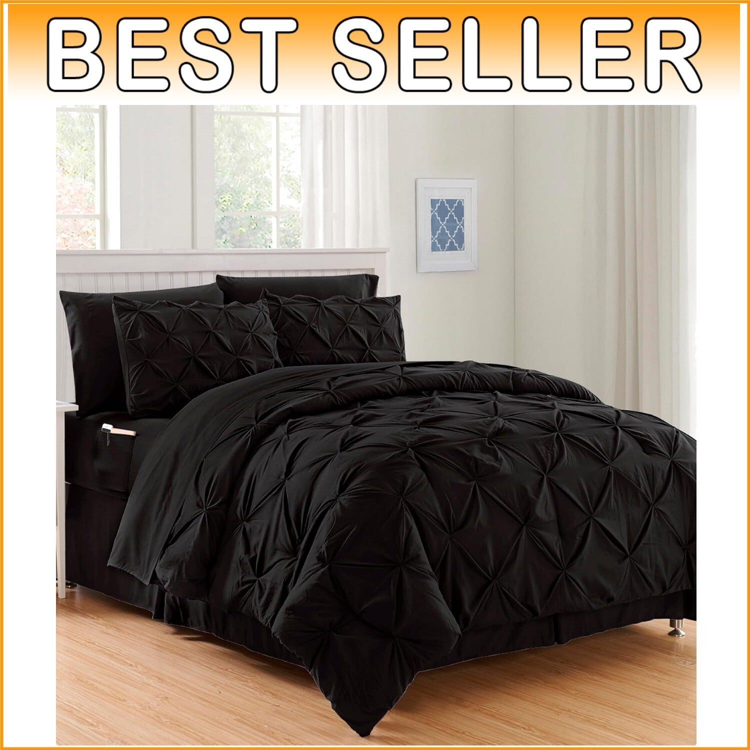 Full/Queen Luxury 8-Piece Comforter Set with Pocketed Sheets - Effortlessly Soft