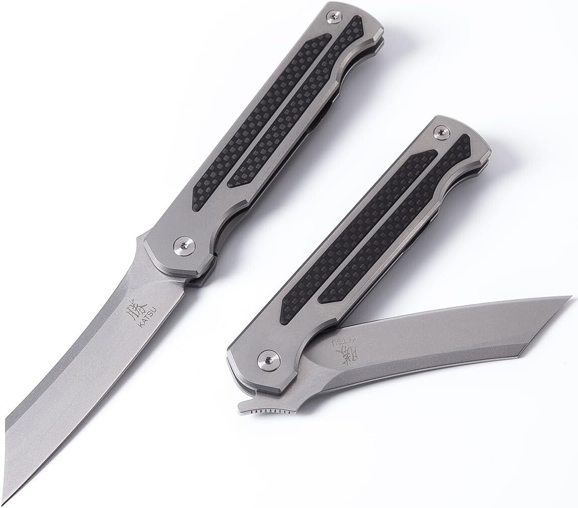 Titanium Folding Pocket Knife with S35VN Steel Blade - Ideal for Camping Use