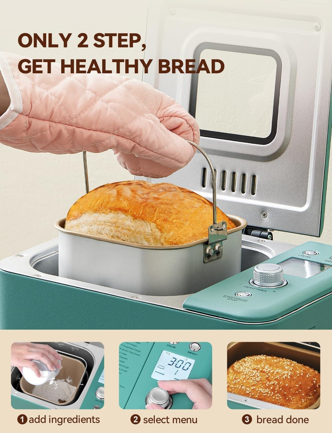 Compact All-Metal Bread Maker - 550W Dual Heaters for Perfect Homemade Bread
