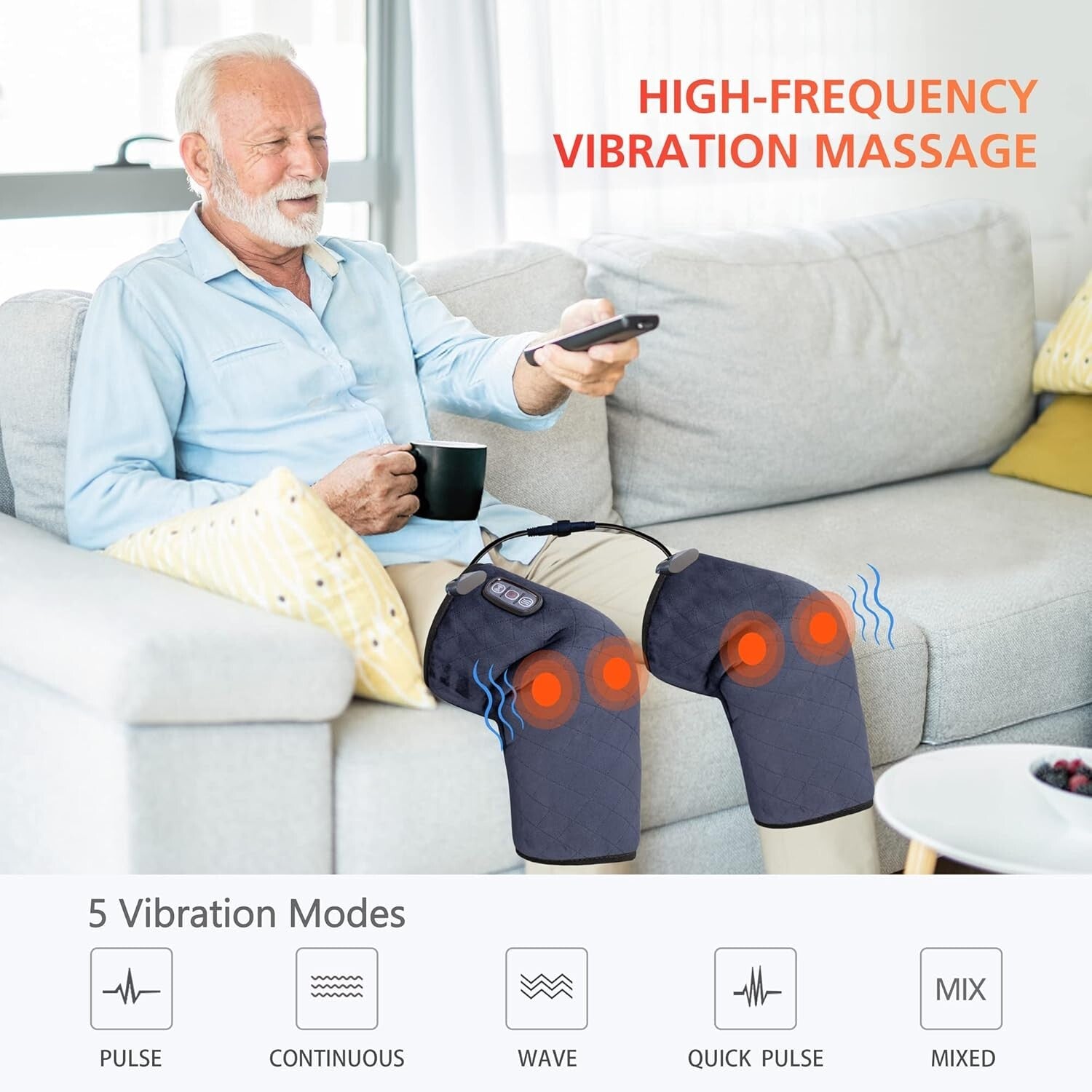 Adjustable Knee Heating Pad with Massage and Vibration - Safe & Effective Relief