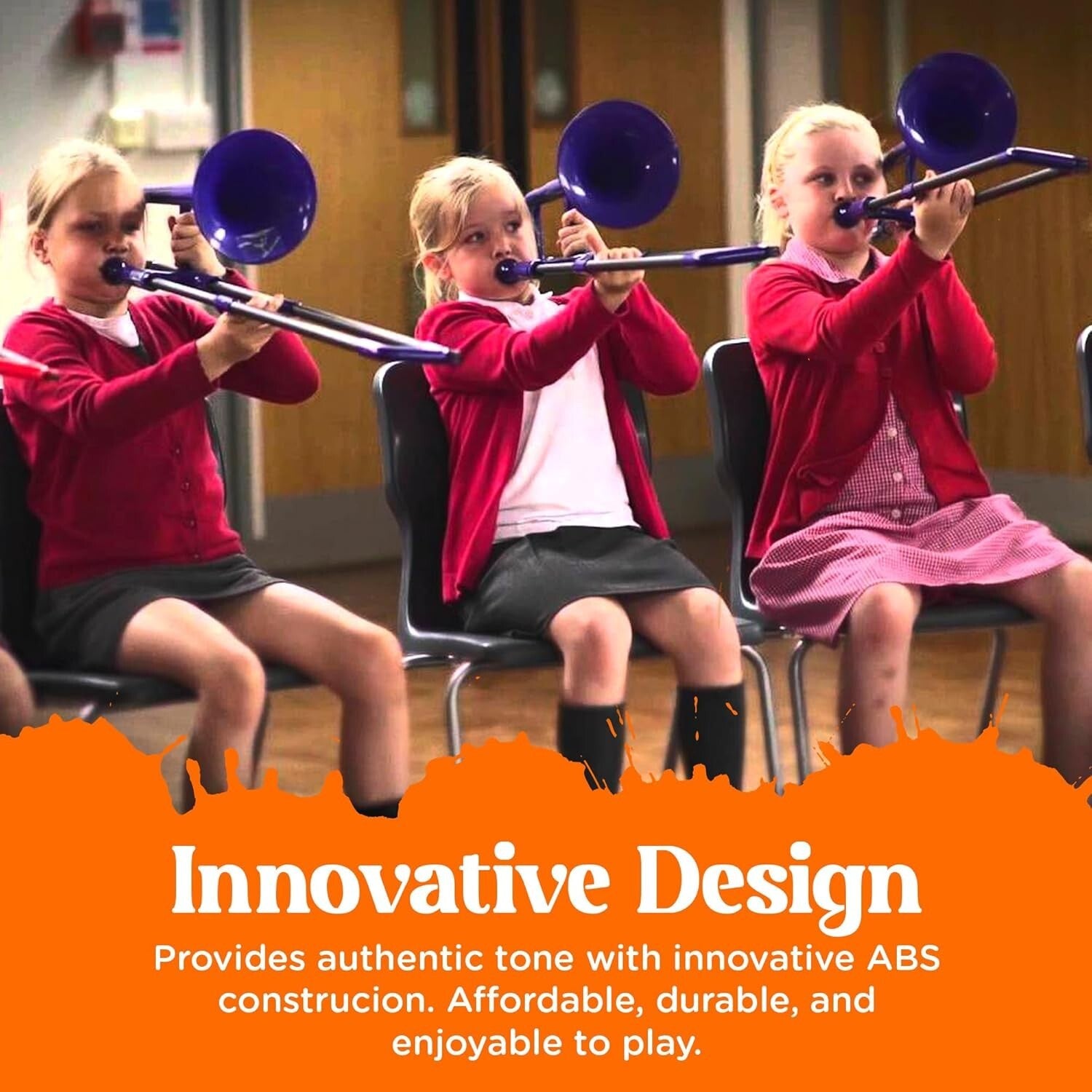 Durable Mini Trombone in Blue - Mouthpiece & Easy Carry Bag Included for Kids