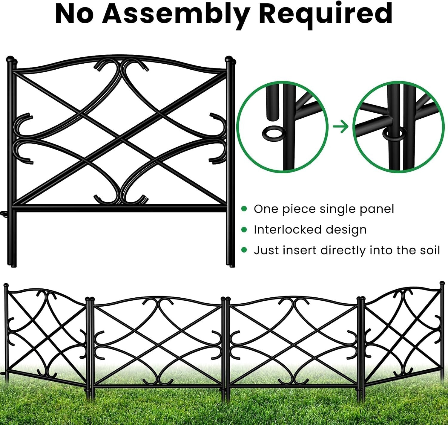 Sturdy 5-Piece Garden Fence Set - Easy Install 32in High Metal Edging for Yards