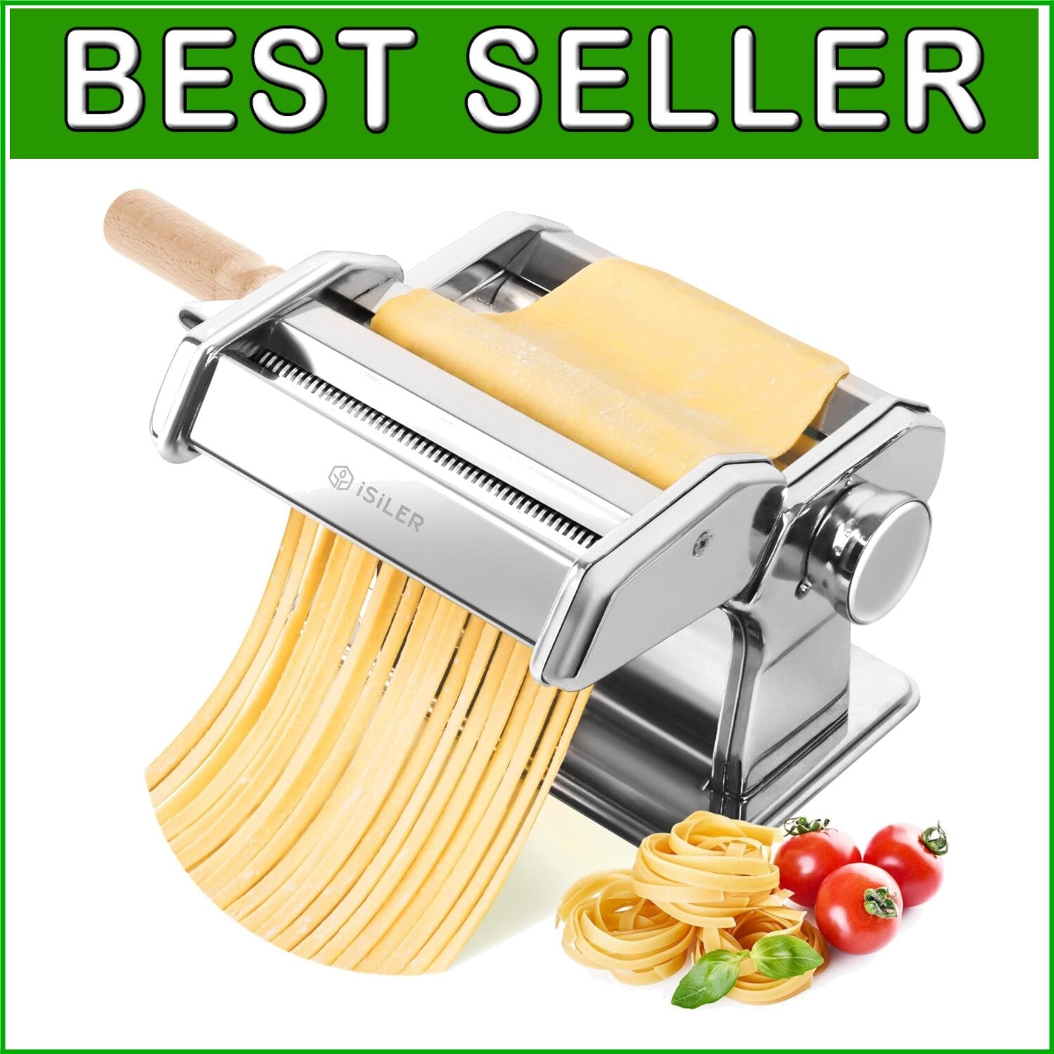 9-Setting Stainless Steel Pasta Maker - Adjustable Thickness for Gourmet Cooking
