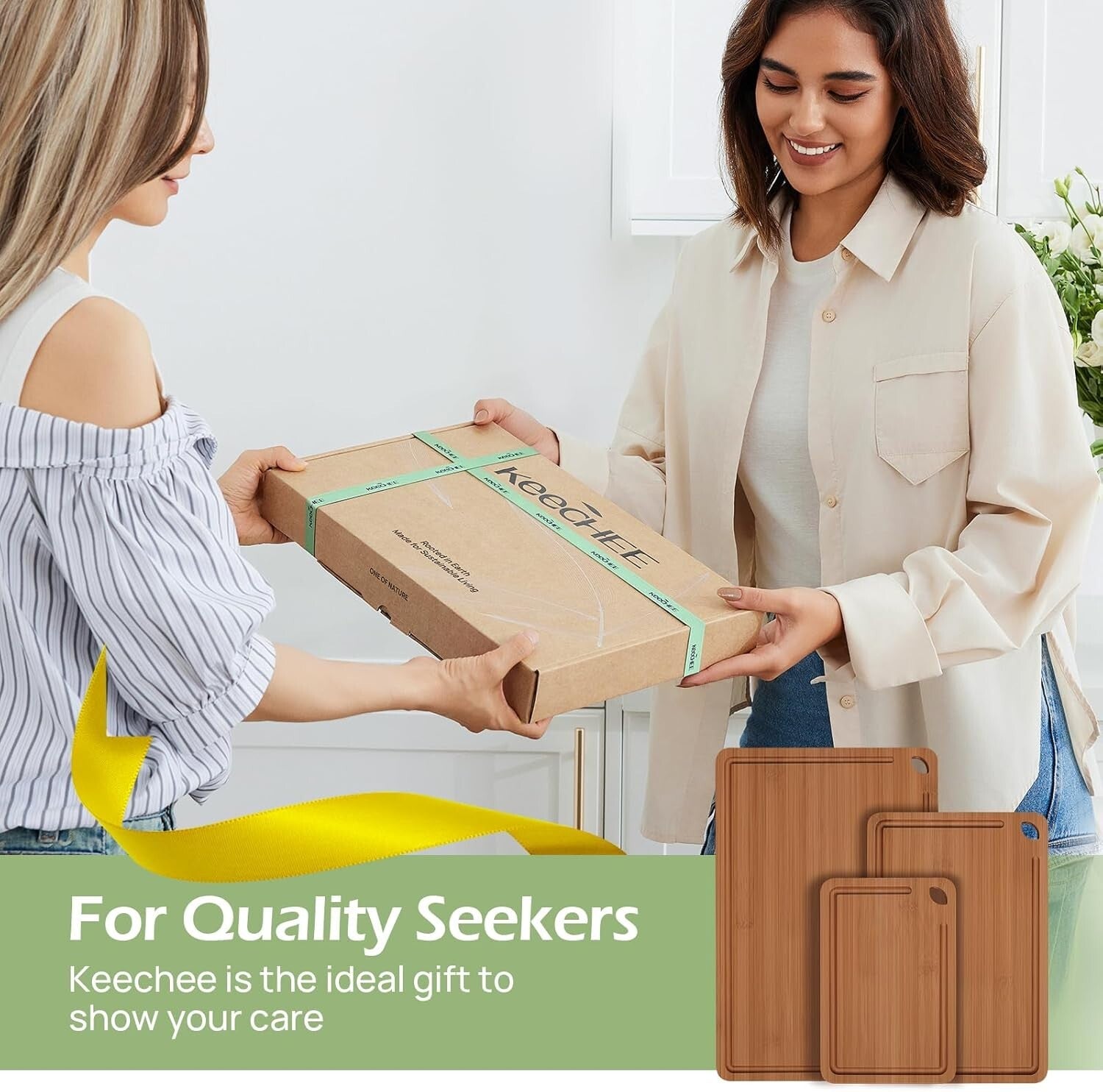 Rectangular Bamboo Chopping Board Set - Perfect for Meat, Veggies & Charcuterie