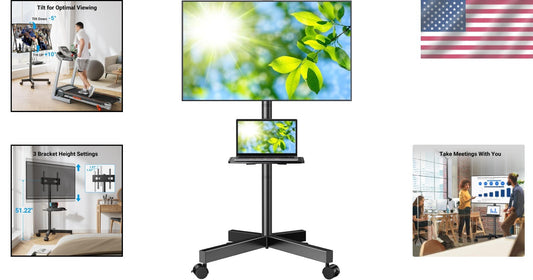 Versatile Mobile TV Stand for 23-60 Inch Televisions, Lockable Wheels for Safety