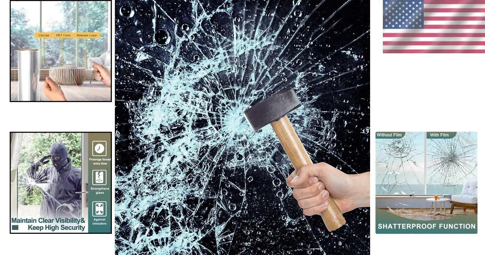 4 Mil Clear Security Window Film - Shatterproof Protection for Homes & Offices