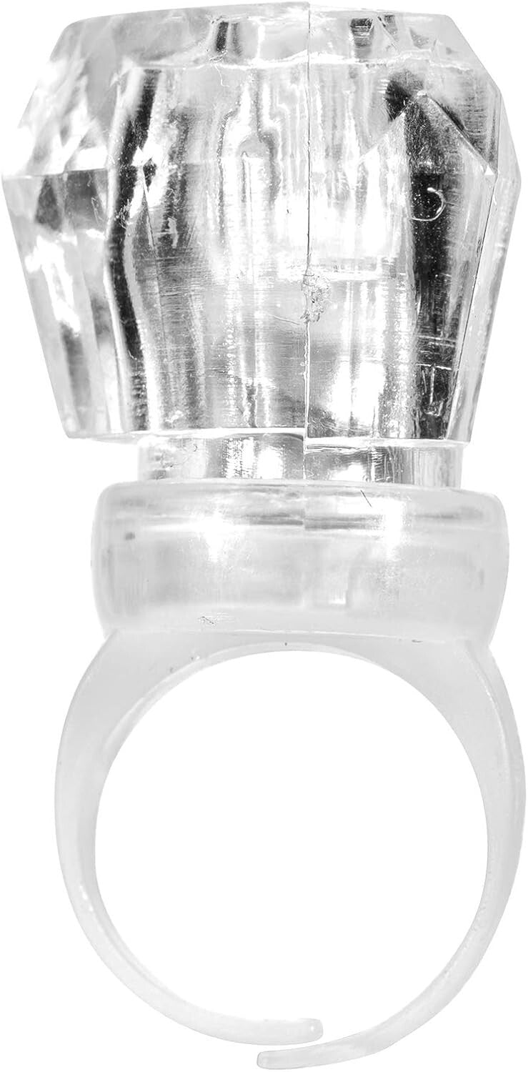 Adjustable LED Light-Up Diamond Rings - 60 Pack for Parties & Celebrations
