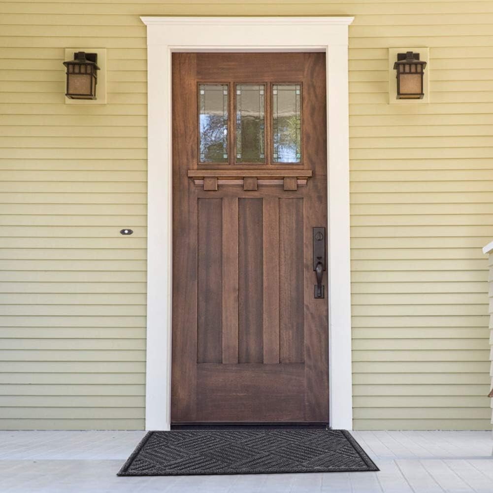 Welcome Doormat with Rubber Backing - 35.5"x24" Non-Slip Gray Indoor/Outdoor