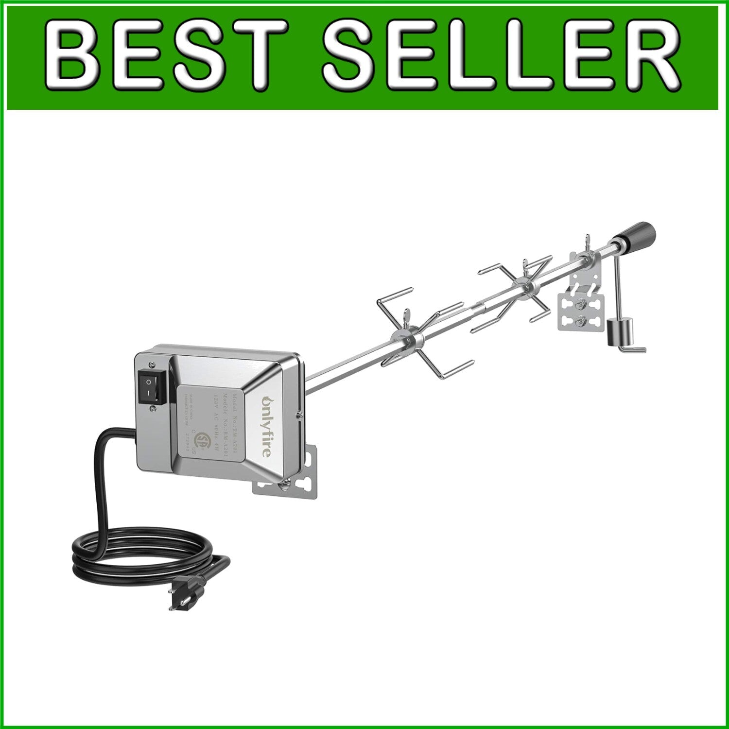 Effortless BBQ Rotisserie Kit for All Gas Grills - 110V Motor & 45" Spit Rod