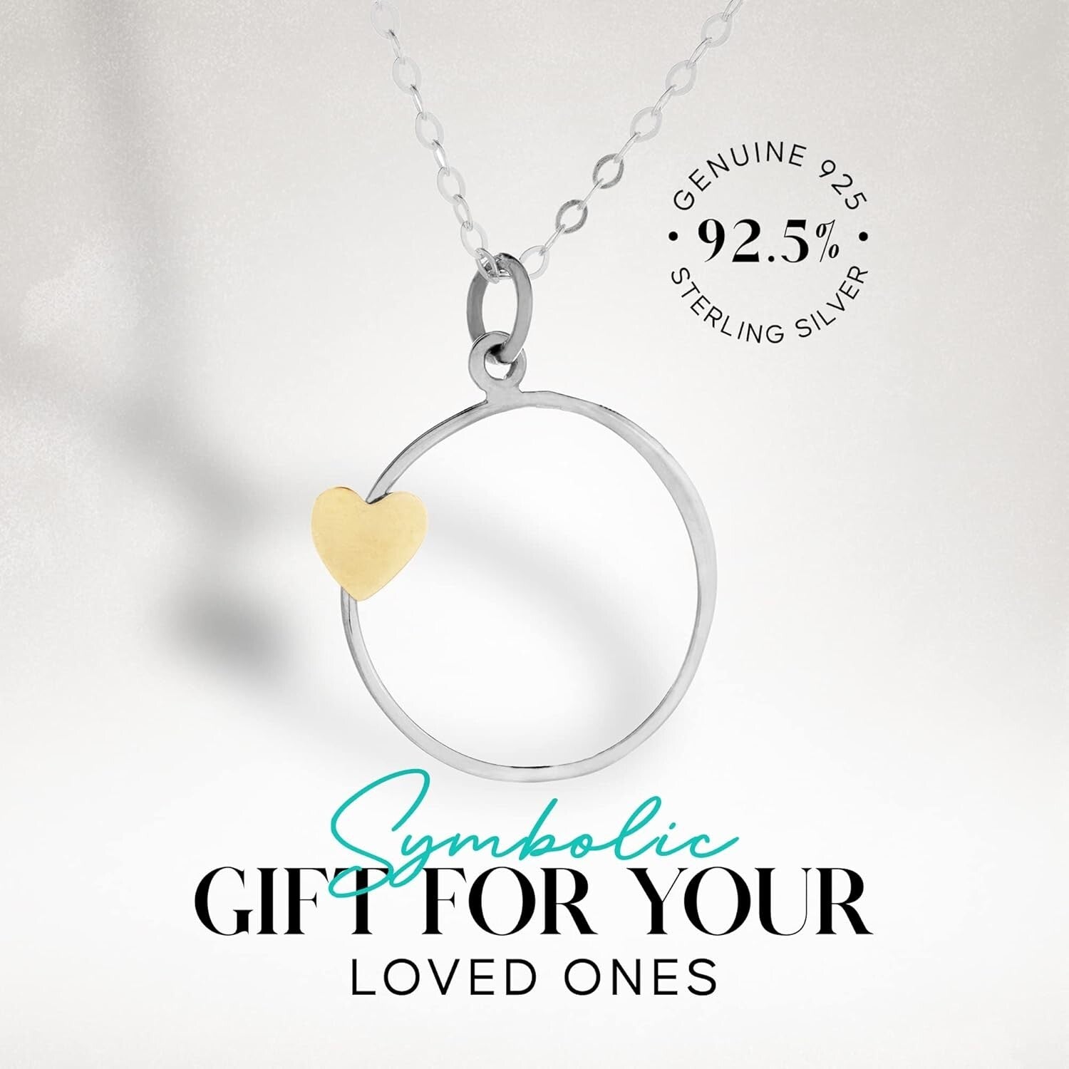 Handmade Silver Circle Charm Necklace with Bronze Heart – Perfect Gift for Da...