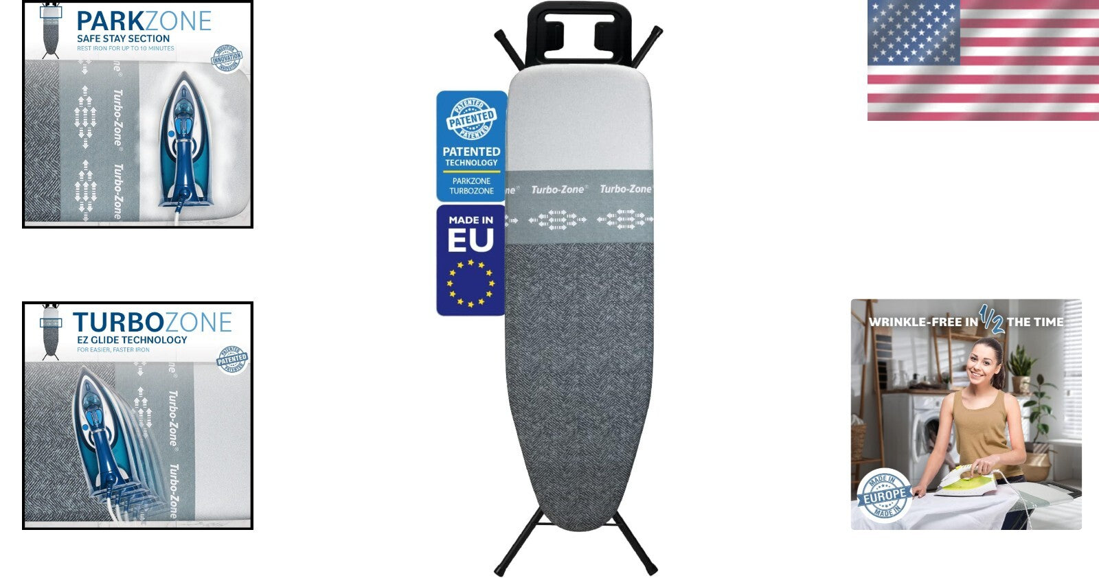 Elegant Ironing Board with Heavy-Duty Legs & Patented Features for Quick Ironing