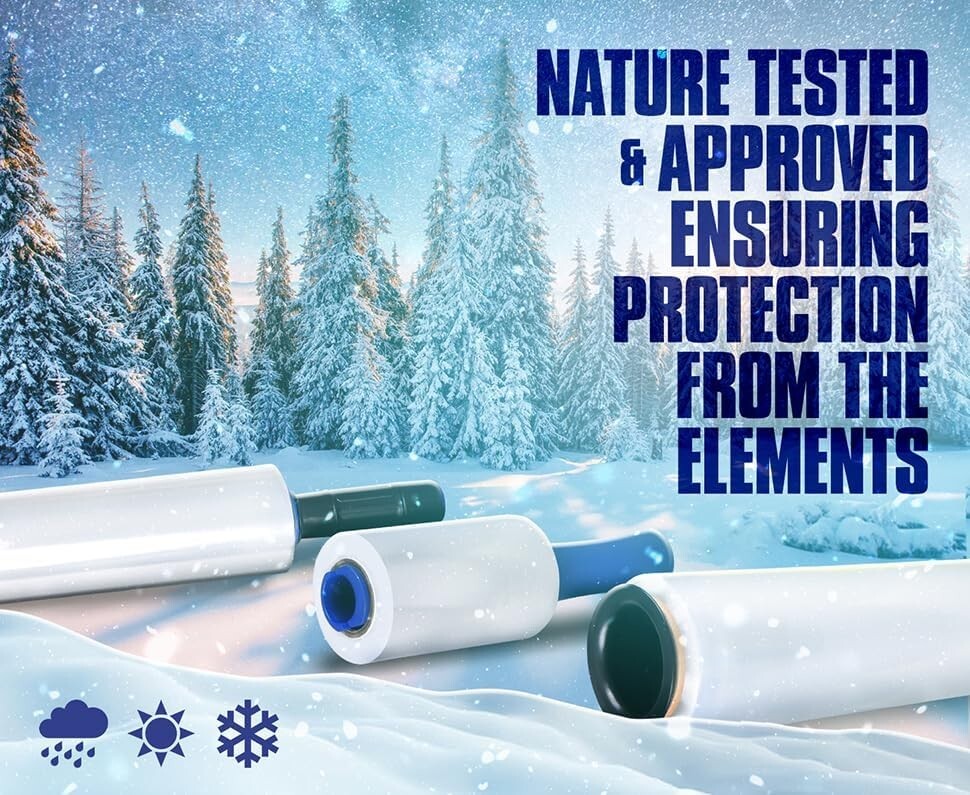 15" Plastic Stretch Film Wrap with Extended Handles - 1200ft Heavy-Duty Pack