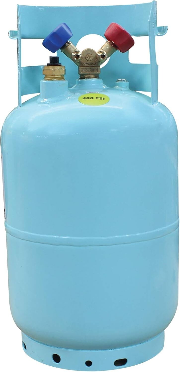 Blue Powder Coated Refrigerant Recovery Cylinder - 30 lb with 1/2" ACME Fittings