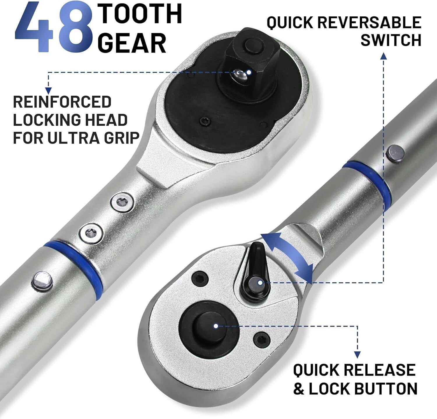High-Precision 3/4-Inch Drive Click Torque Wrench 100-600FT.LB/135-815N.M