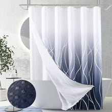 Load image into Gallery viewer, Stylish Water Repellent Shower Curtain Set in Dark Blue and White - 72 Inch
