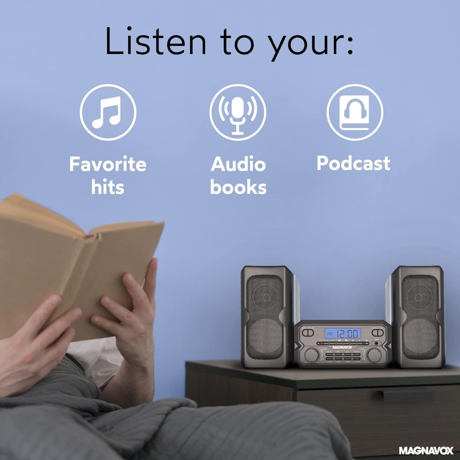 Bluetooth-FM Stereo CD Shelf System with Remote & LCD - Modern Black Design