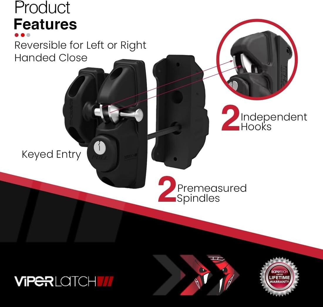 Weather-Resistant ViperX2 Gate Latch - Keyed Alike for Vinyl, Wood & Metal