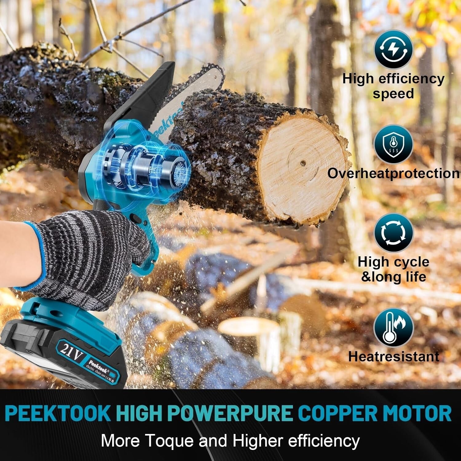 Cordless 6-Inch Mini Chainsaw - Lightweight Electric Chainsaw with 2 Batteries