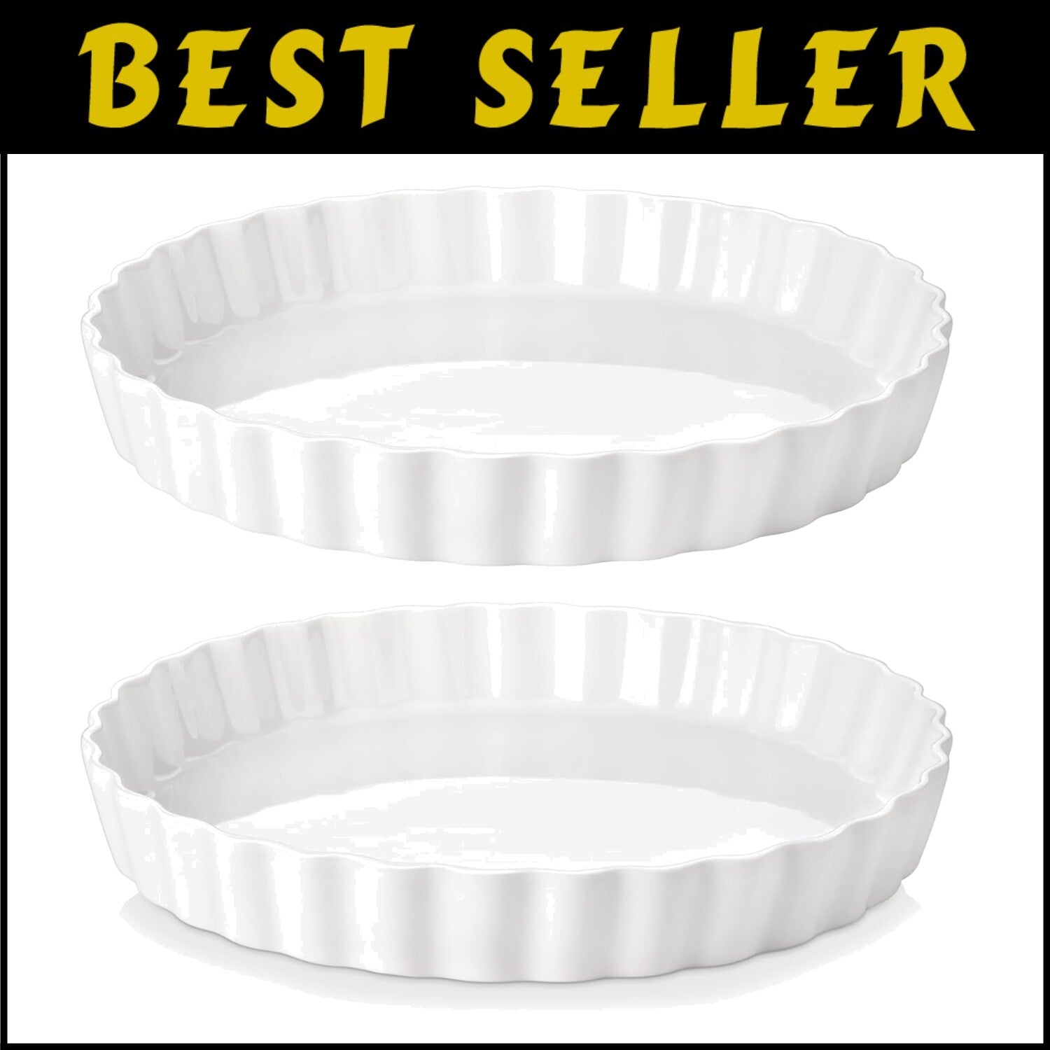 Durable Non-Stick Ceramics 10-Inch Pie Plates with Ruffled Edges, Set of 2