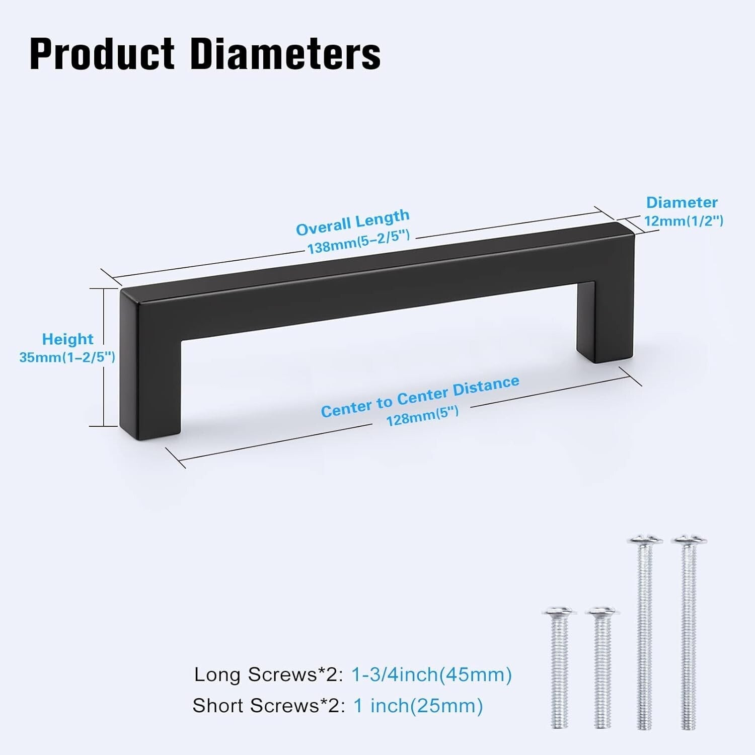 Versatile 5" Black Pull Handles - 30 Heavy-Duty Stainless Steel Cabinet Hardware