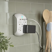 Load image into Gallery viewer, Compact Surge Protector with 4 AC Outlets &amp; 2 USB Ports - EMI/RFI Filtration