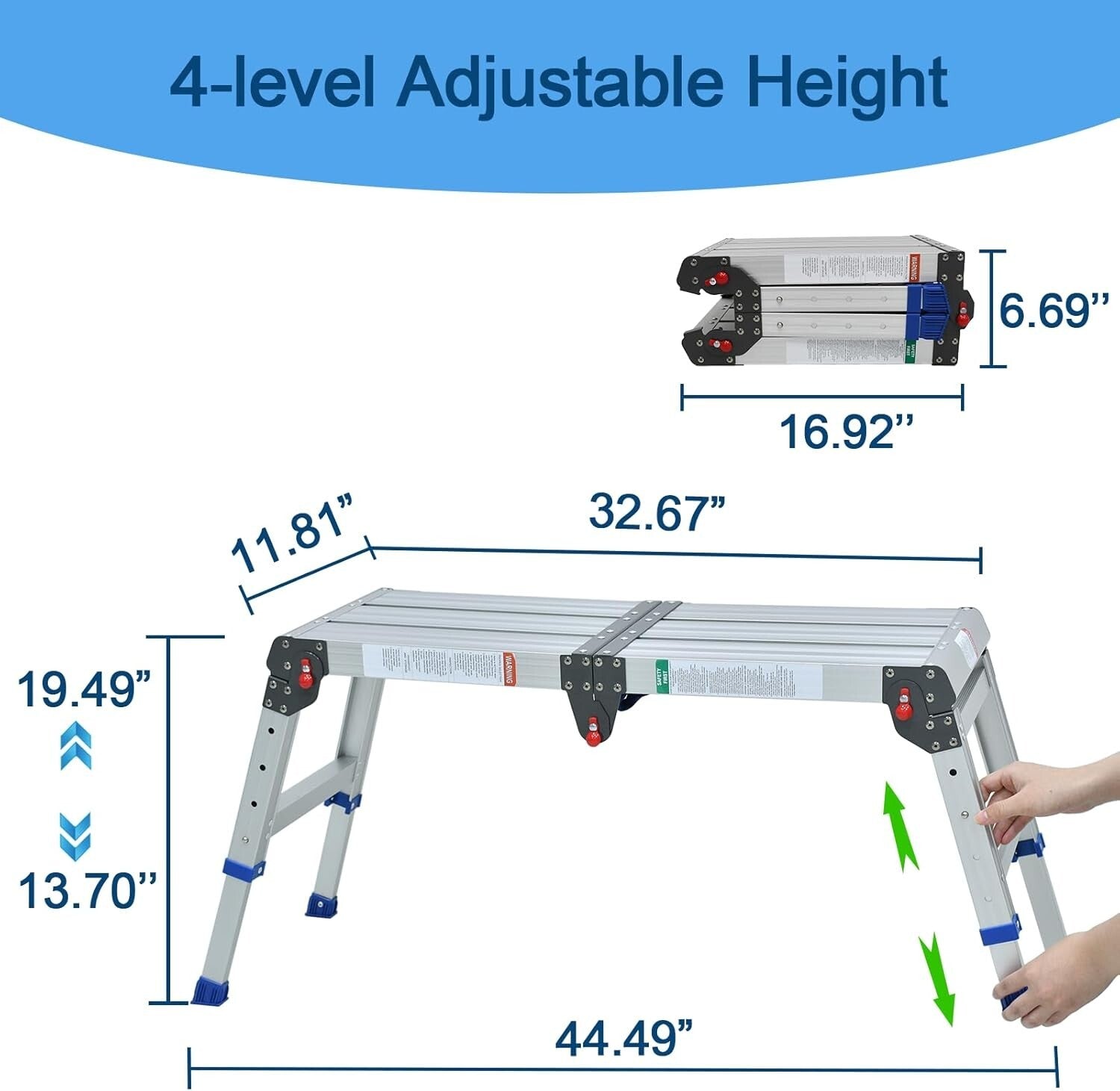 Versatile Folding Step Stool - Aluminum, 600 lbs Capacity, Tool-Free Assembly