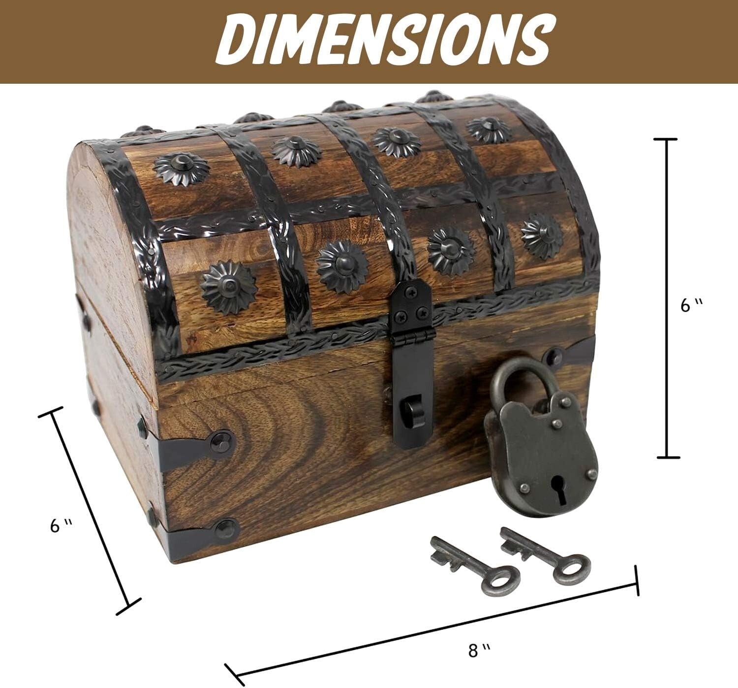 Decorative Pirate Chest with Skeleton Key - Ideal for Imaginative Play & Storage