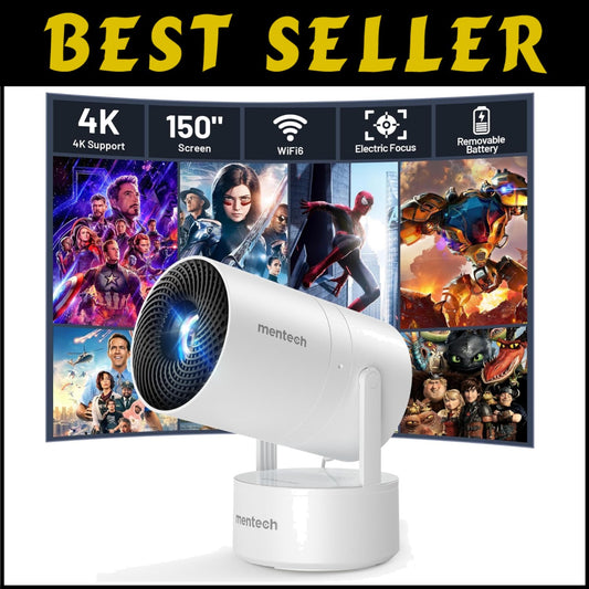 4K Mini Projector: WiFi, Bluetooth & Immersive 150'' Display for Gaming & Movies