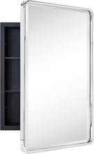Load image into Gallery viewer, Modern Rectangular Medicine Cabinet with Beveled Mirror, 16x24'' Chrome Finish