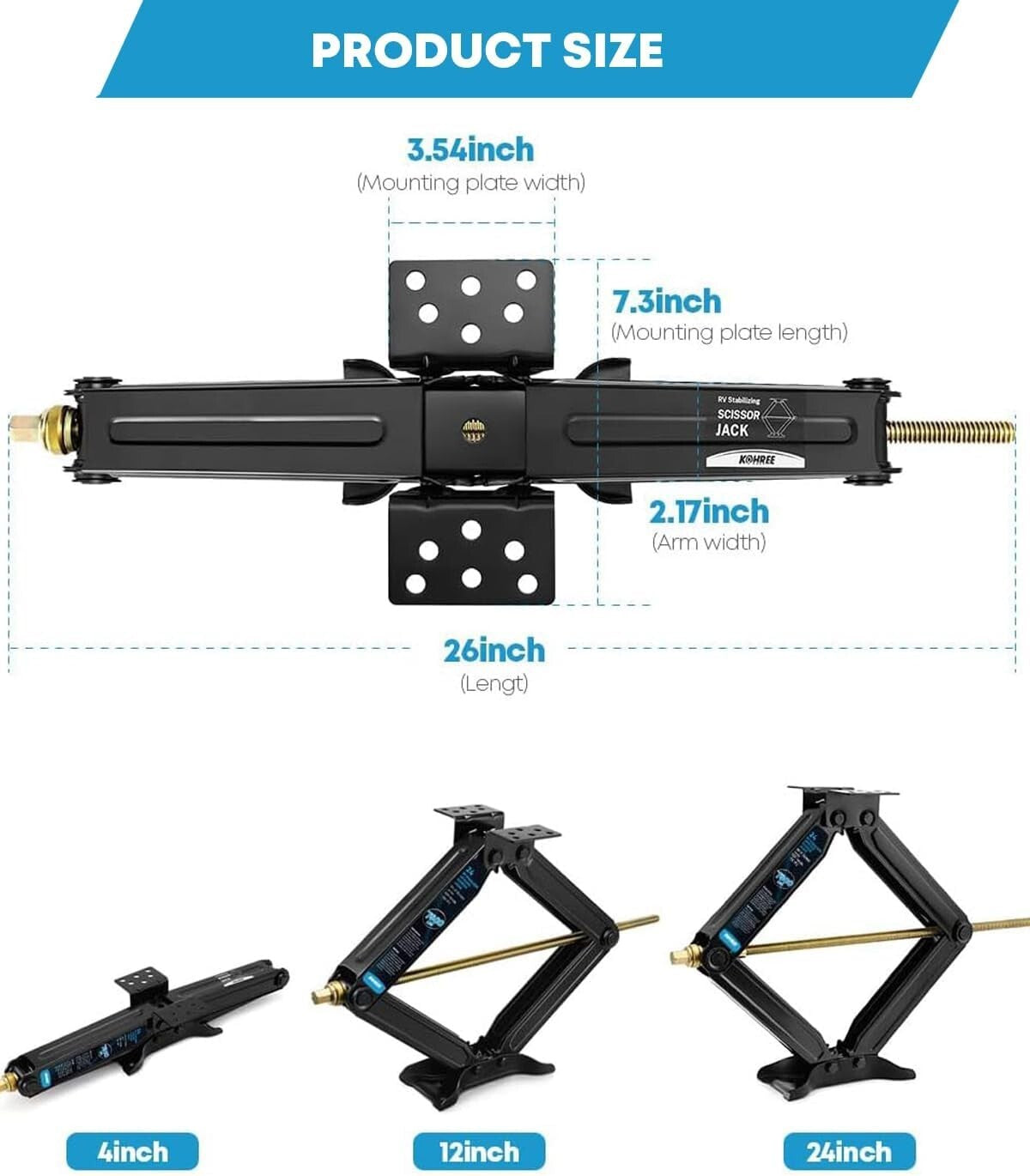 Durable 7500lbs RV Stabilizer Scissor Jacks - For Camping Trailers & Motorhomes