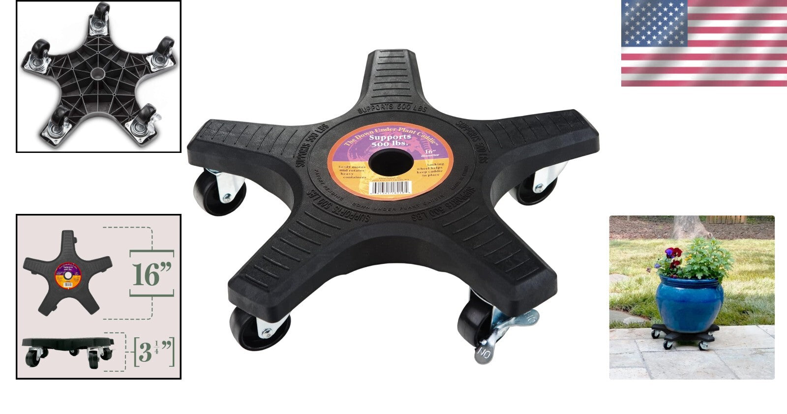 Heavy-Duty 16-Inch Plant Caddie with Robust Wheels for Effortless Plant Movement