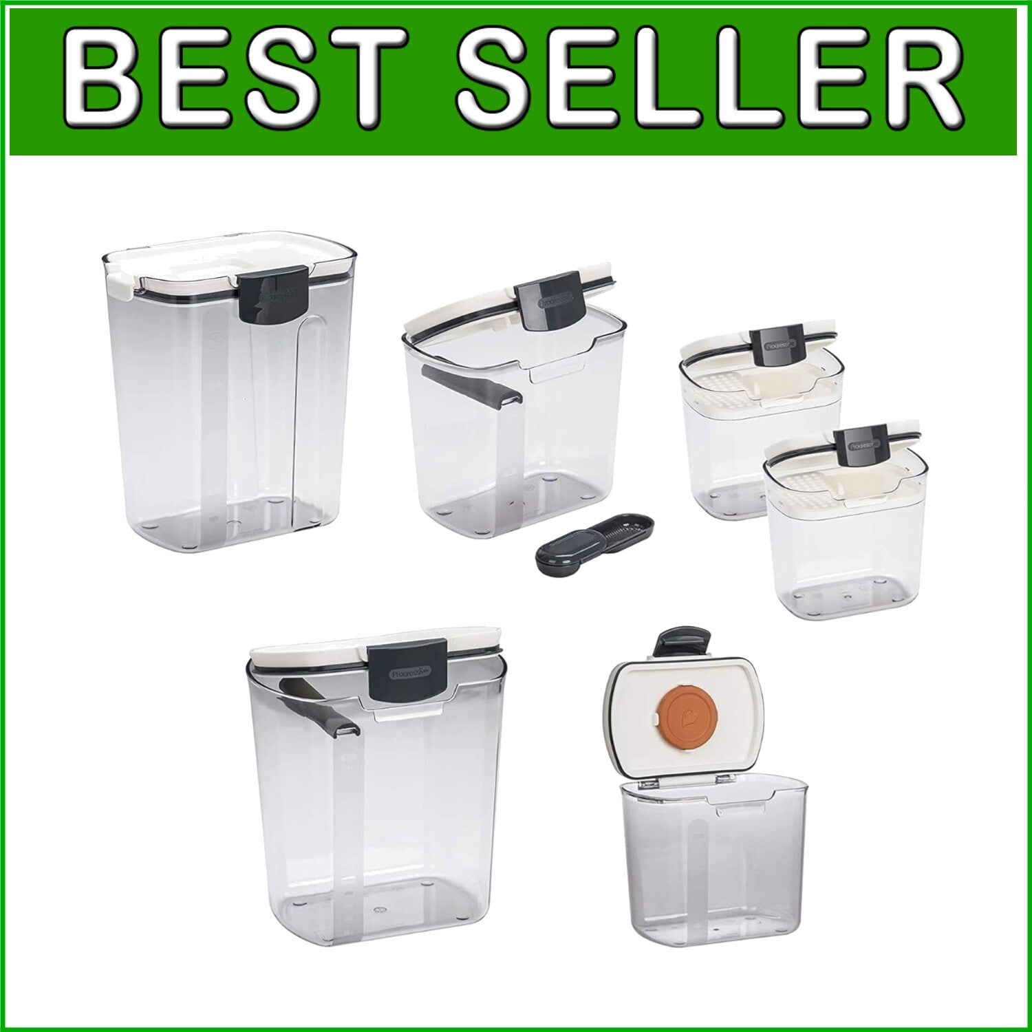 6-Piece Airtight Clear Plastic Storage Set for Flour, Sugar & Baking Essentials